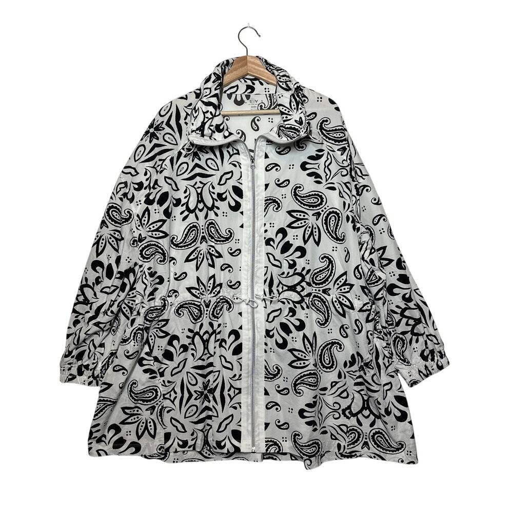 LIVI Cinch-Waist Woven Printed Jacket Cinch Waist Lightweight Sporty Size 22/24
